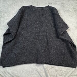 Ecola Wool Poncho Sweater‎ Womens One Size Charcoal Grey Excellent Handcrafted